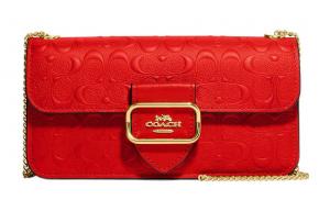 Сумка через плечо Morgan из телячьей кожи с кожаной цепочкой, кроссбод Coach красный