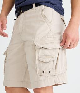 Мужские однотонные шорты карго Aeropostale с поясом*** черные, цвет Ltgrey 67