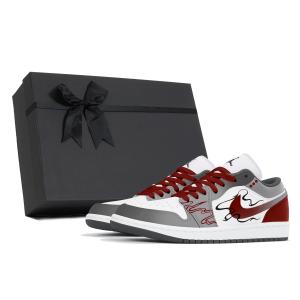 Jordan Кроссовки баскетбольные мужские Air 1 Abrasion Resistant Low Top Vintage White Gray Red