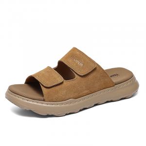 TEMPUR Тапочки-слайды мужские, нескользящие, цвет "колос пшеницы", коричневые