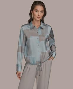 Женская блузка с длинными рукавами и завязками Donna Karan New York, Mist Multi