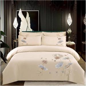 YUSIWOAL Комплект постельного белья из хлопка с восточной вышивкой в виде листьев и цветов