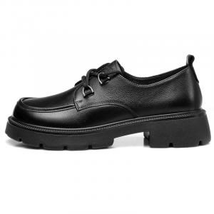 3515 Женские Кожаные Туфли Без Подкладки Чёрные Маленькие Кожаные Туфли Женские Стронгмен