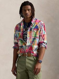 Хлопковая поло рубашка Indian Madras в стиле пэчворк Ralph Lauren, 4671 Ptchwork Madras