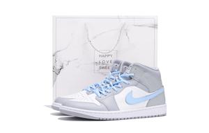 Jordan Баскетбольные кроссовки Air 1 Anti-Slip, износостойкие, низкие, винтажные, мужские, белые, синие