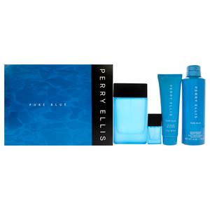 Подарочный набор Perry Ellis Pure Blue от Perry Ellis для мужчин - 4 предмета: туалетная вода в спрее 95 мл, гель для душа 95 мл, дезодорант-спрей для тела 170 мл, дорожная туалетная вода в спрее 7,5 мл