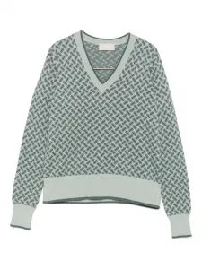 Свитер с V-образным вырезом Drumohr, зеленый