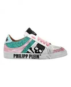 Кожаные низкие кроссовки с черепом и кристаллами Philipp Plein, мультиколор