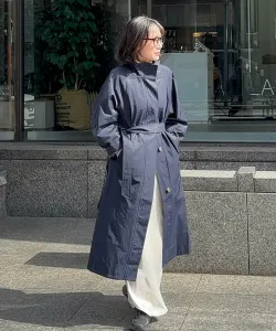 Длинный тренч с воротником-стойкой Free'S Mart, цвет Navy