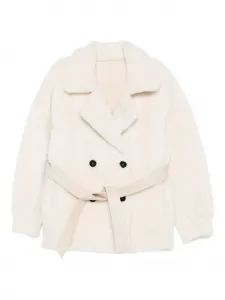 Двубортное пальто с поясом Liska, белый