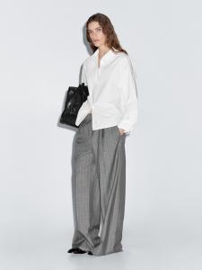 Рубашка свободного кроя из 100% хлопкового поплина Massimo Dutti, белый