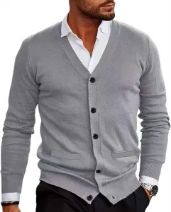 Мужской кардиган с V-образным вырезом, легкий, с карманами Naxsuia