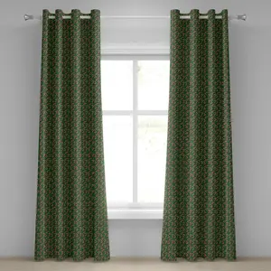 Рождественская штора на люверсах ABAKUHAUS, классический узор в виде сладких леденцов и карамельных палочек для праздничного рождественского декора, 2-панельная, 280 см x 225 см, цвет: зеленый, белый, красный