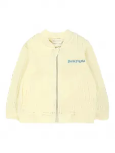 Толстовка на молнии с ребристым узором Palm Angels Kids, нейтральный