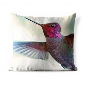 Уличная подушка MuchoWow - Птицы - Колибри - Розовый - 40x40 см - Устойчивость к атмосферным воздействиям - Подушка для отдыха - Чехол на подушку - Хлопчатобумажная ткань - Декоративные наволочки, мультиколор