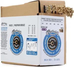 Струны для гитары Martin MA535 Authentic Acoustic Superior Performance 92/8 из фосфорной бронзы - .011-.052 Custom Light (25-пакет)