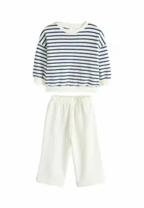 Спортивный костюм с длинными рукавами и широкими штанинами Next, Ecru Navy Stripe