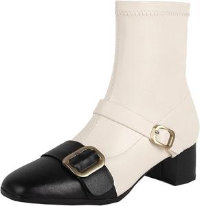 Женские ботинки Yiozoi до щиколотки для офиса, профессиональные, сшитые из кожи, для вечеринок, повседневные и официальные, White