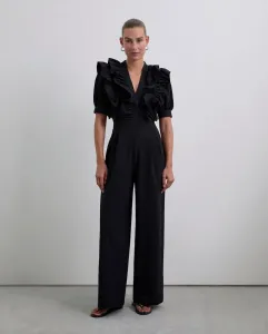 Блузка с буфовыми рукавами и рюшами Scalpers, черный