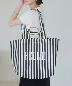 Большая полосатая сумка-тоут HELLO Coen, цвет Black