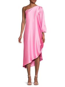 Атласное платье миди на одно плечо Renee C., цвет Barbie Pink