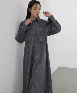 Полосатое платье-рубашка в стиле бюстье