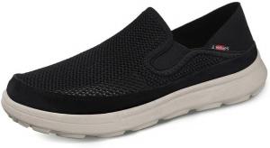 Мужские повседневные слипоны с комфортной толстой подошвой, удобные лоферы, легко надеваются/снимаются, дышащие кроссовки для работы и путешествий Qacksv, черный