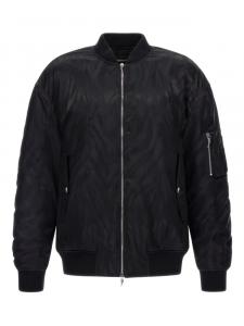 Roberto Cavalli бомбер с зебровым принтом, черный