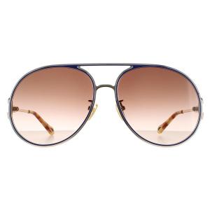 Солнцезащитные очки Aviator золотисто-сине-коричневые с градиентом CH0145S Chloe, золото
