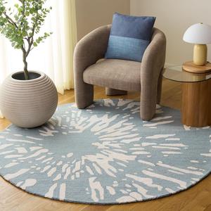 SAFAVIEH Rodeo Drive Collection ковер 183 x 183 см - Ivory & Blue, ручной работы шерсть и вискоза, идеально для гостиной, спальни, столовой (RD179M)