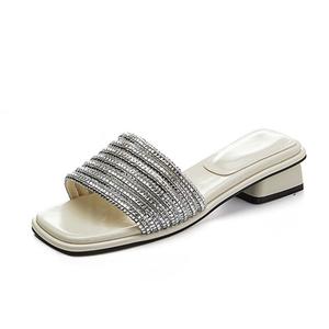 CAOT Тапочки-слайды женские бежевые, серебристые