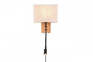 Настенный светодиодный светильник TRIO, коричнево-белый, дерево/текстиль Trio Leuchten, коричневый/белый