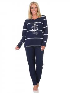 NORMANN Пижама с длинными рукавами, в морском стиле, размер 125 90 920, темно-синего цвета