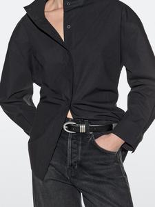 Ремень из кожи наппа с металлической деталью Massimo Dutti, black