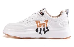 Амортизирующие износостойкие низкие скейтерские кроссовки мужские бело-оранжевые Pnj