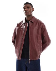 Куртка-бомбер ASOS DESIGN из искусственной кожи красного цвета