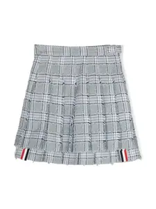 Плиссированная твидовая юбка Thom Browne Kids, серый