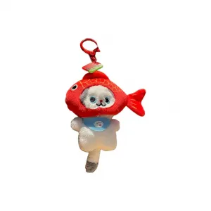 Плюшевый кулон с котенком в виде рыбки кои высотой 10 см MIC RABBIT, белый