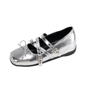 BINGO DUCK Серебряные платформенные туфли Мэри Джейн для женщин, цвет Silver
