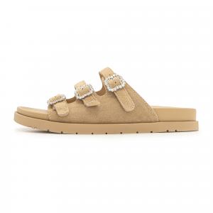 Тихие, нескользящие, износостойкие, амортизирующие сандалии-слайдеры женские, абрикосового цвета FED, Apricot