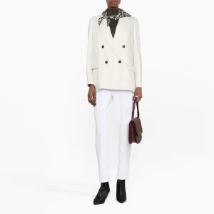 Стильный блейзер с деталями шарфа Brunello Cucinelli, айвори