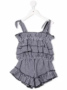 Комплект из топа и шортов в клетку гингем Andorine, черный