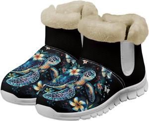 Женские ботинки chaqlin Turtle Winter Snow, теплые фланелевые ботинки до щиколотки, противоскользящие пушистые уютные ботинки, широкие, удобные, легкие, для улицы и повседневной носки, рабочие, легко надеваются, Turtle Flower