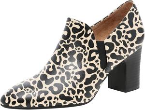 Женские туфли FOWT на высоком массивном каблуке, с острым носком и боковой эластичной вставкой, классические однотонные ботильоны на молнии, офисные и праздничные туфли, размеры 4-16 M US, Black Leopard