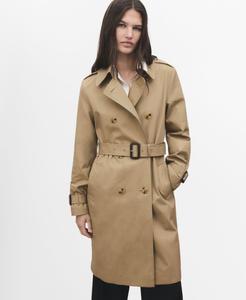 Женский классический тренч с поясом MANGO, Beige