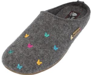 Женские тапочки-мюли HAFLINGER Fafalline из шерстяного фетра с мотивом бабочки, унисекс, серый