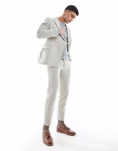 Зауженные брюки из шерстяной смеси ASOS DESIGN из ткани шалфейно-зеленого цвета