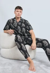 Мужская кубинская длинная пижама Desmond & Dempsey, Black/Cream