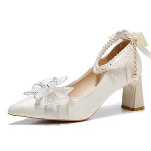 Женские туфли на платформе с массивным каблуком Champagne Little Red Man, Champagne