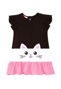 Платье-Кошка с оборками Denokids, черный